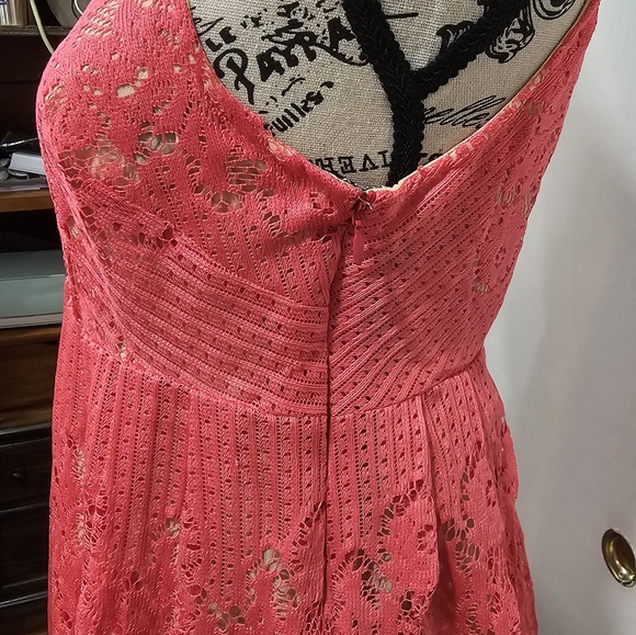FREE PEOPLE CORAL LACE SUNDRESS - SZ 2 - EUC - Picture 6 of 8